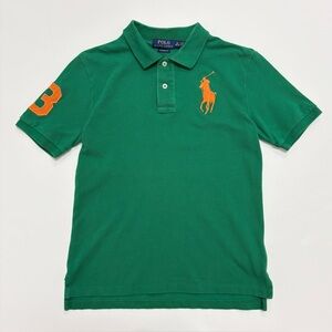 Ralph Lauren Green Polo with Orange Pony and Sleeve Number